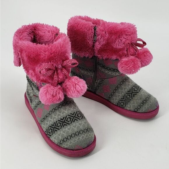 DISNEY girls 2 frozen pink pompom fabric booties - Picture 1 of 6